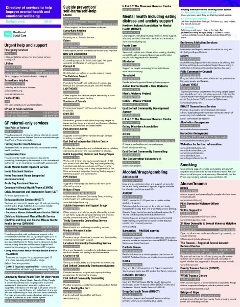 Directory of services to help improve mental health and emotional wellbeing Directory of services to help improve mental health and emotional wellbeing
