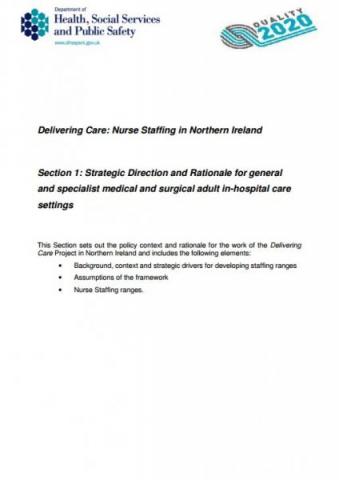 Phase 1 Delivering care “A framework for nursing and Midwifery Workforce planning to support person centred care in Northern Ireland