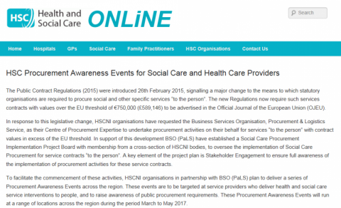 Health and Social Care procurement awareness events