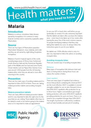Health matters: What you need to know - malaria