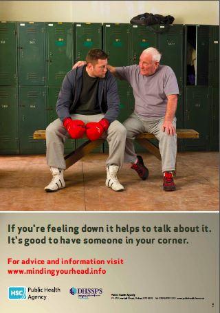 If you're feeling down it helps to talk about it poster