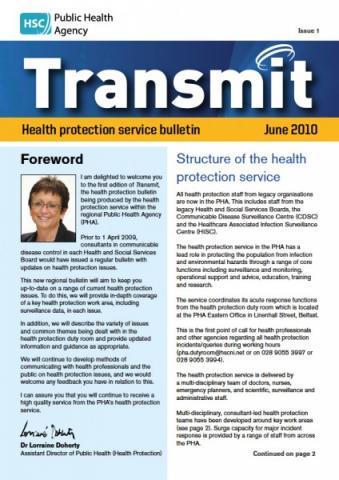 Transmit: Health protection service bulletin. 2010: Issue 1