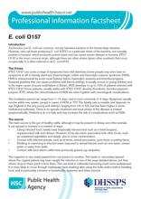 Professional information factsheet: E. coli O157