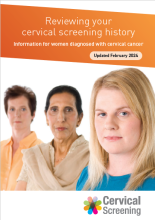 Cover of the leaflet Reviewing your cervical screening history