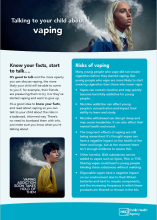 Cover of the leaflet Talking to your child about vaping