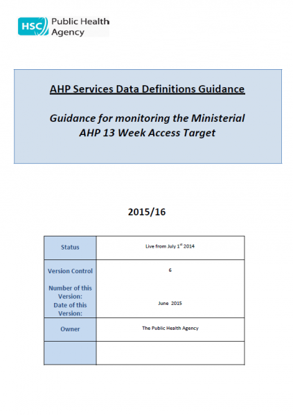AHP Services Data Definitions Guidance June 2015
