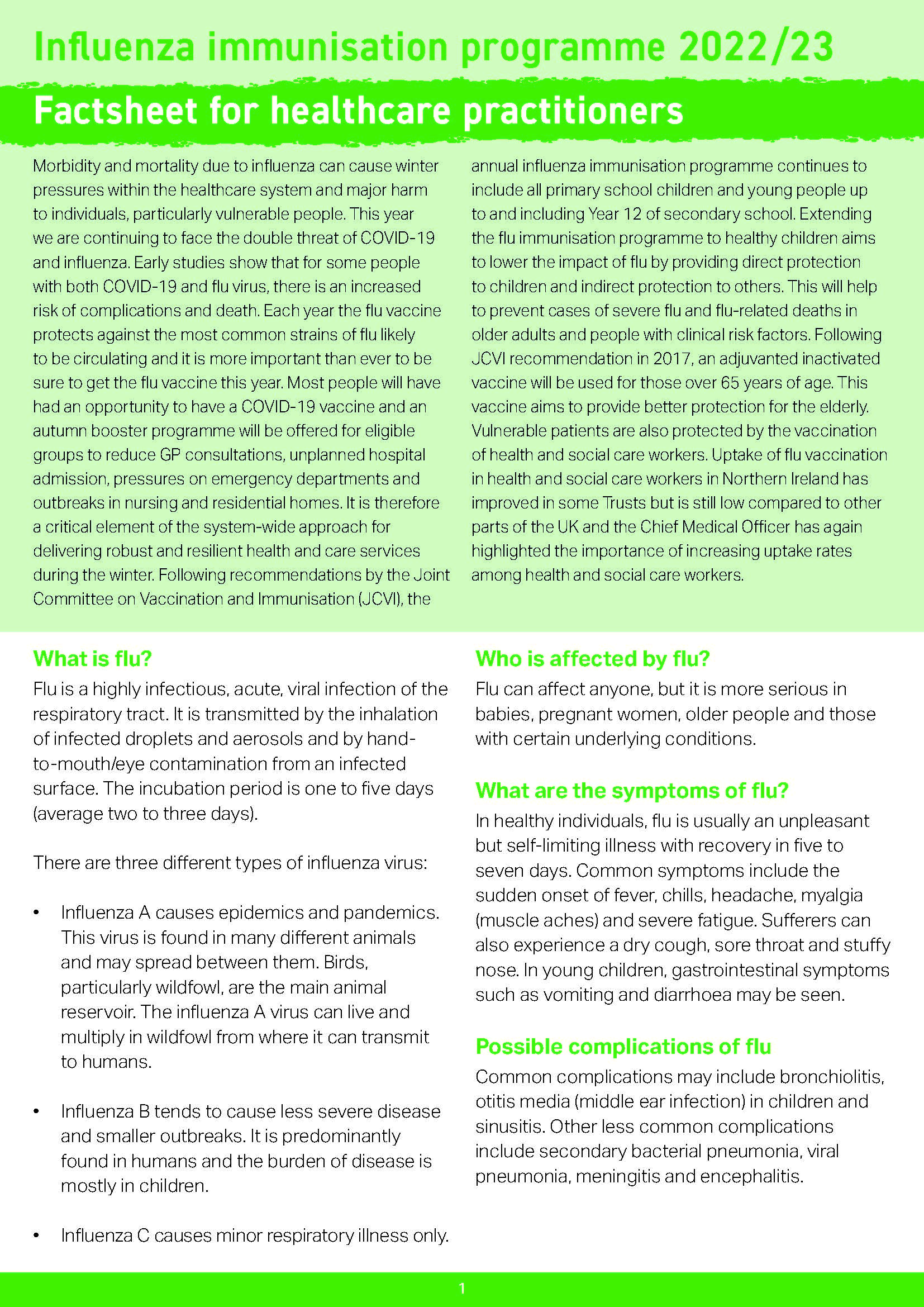 Flu factsheet