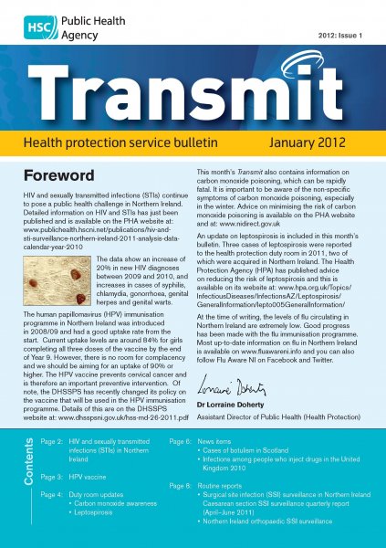 Transmit: Health protection service bulletin. 2012: Issue 1