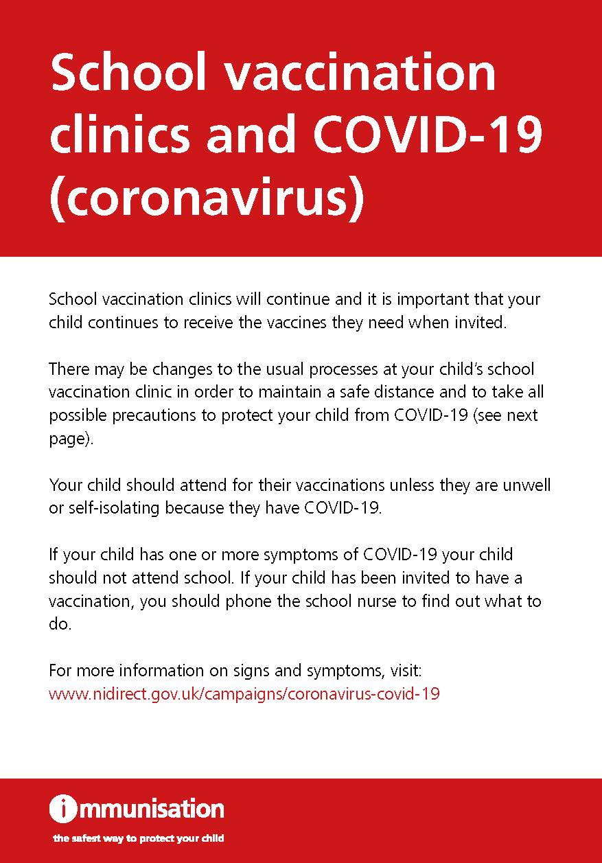 school vaccinations leaflet