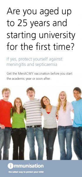 Are you aged up to 25 years and starting university for the first time? (MenACWY immunisation leaflet)