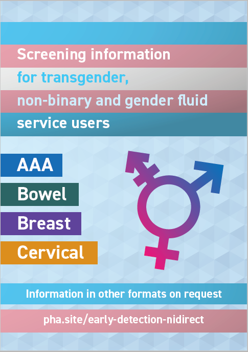 Cover of the leaflet Screening information for transgender, non-binary and gender fluid service users