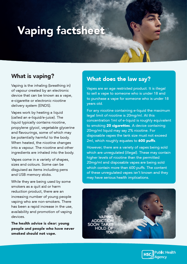 Cover of vaping factsheet