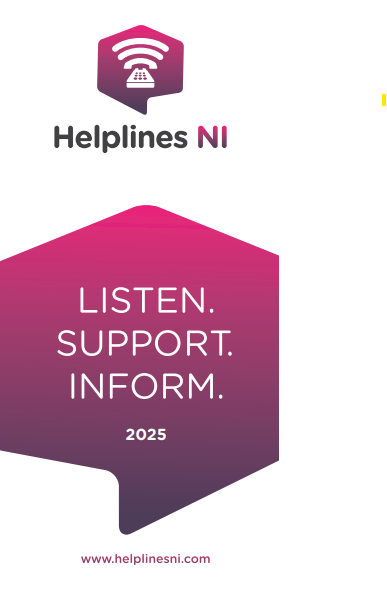 Cover of the 2025 Helplines NI leaflet
