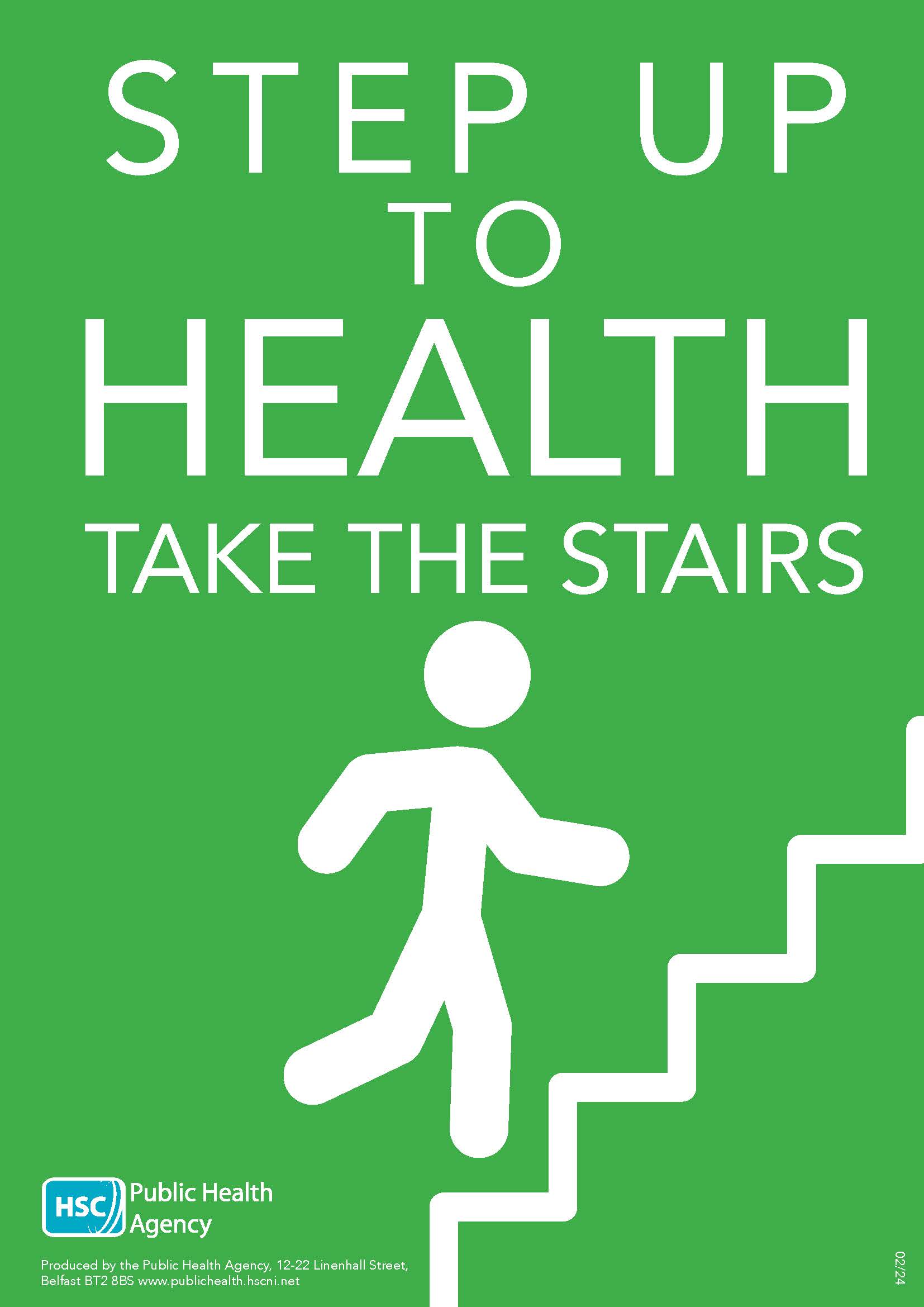 Poster showing person going up stairs