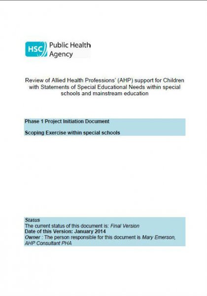 Project Initiation Document Phase One: Scoping Exercise within special schools