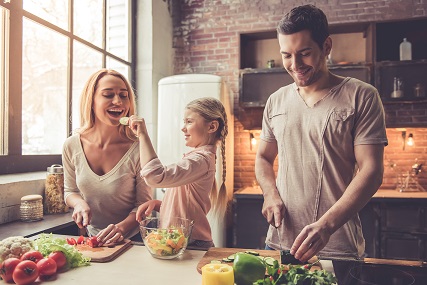 Family cooking together