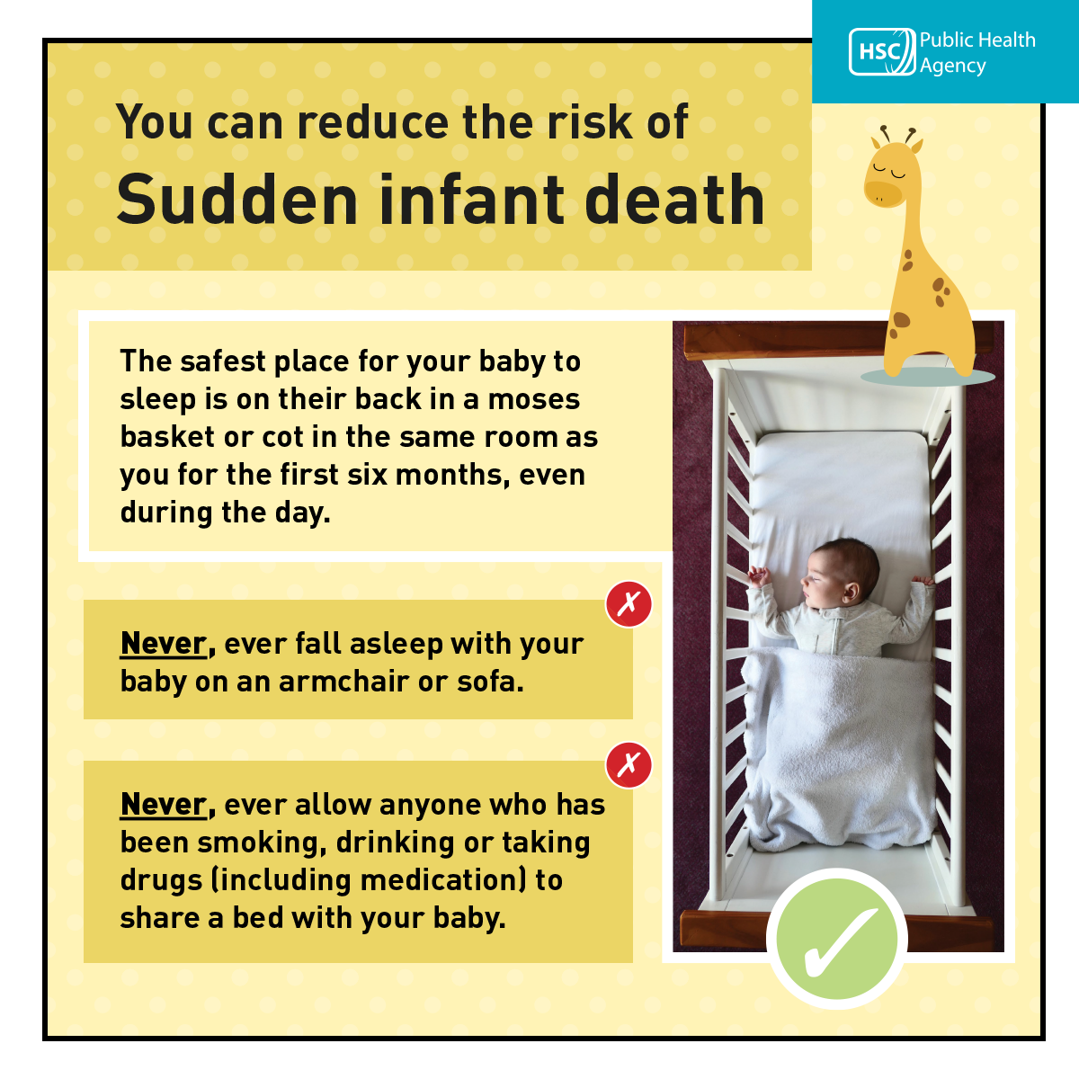 Sudden infant death advice graphic