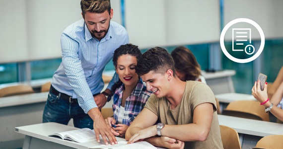 A teacher in a classroom with students