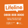 A graphic which shows the Lifeline Helpline number 0808 808 8000.