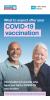 What to expect after COVID-19 vaccination leaflet image showing two older adults smiling one male one female
