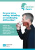 Image of man drinking glass of water and internal diagram of mouth and oesophagus