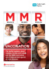 Cover image of MMR vaccine leaflet showing an array of faces, young teenage boy, older Black man, mother and toddler, older teenage girl