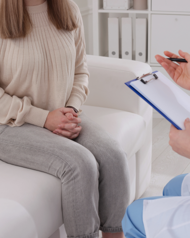 Image of a woman talking to a doctor