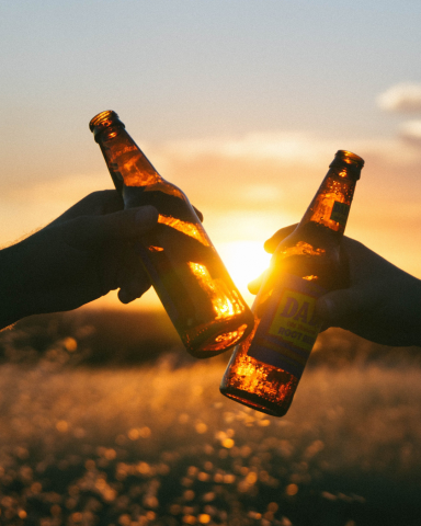 Photograph of beer bottles