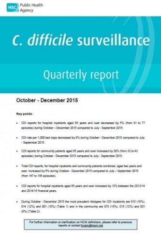 C. difficle surveillance quarterly report: October-December 2015