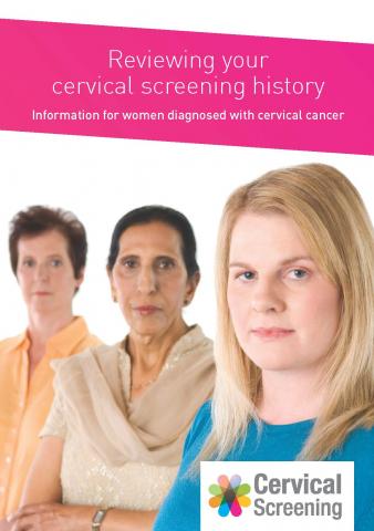 cover of leaflet Reviewing you cervical screening history