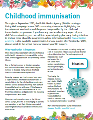 First page of Childhood immunisation resource