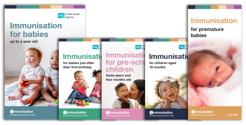 Image showing the 5 new leaflets on childhood immunisation from January 2026