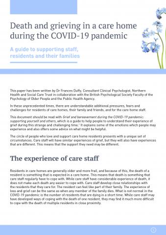 Death and grieving in a care home during the COVID-19 pandemic: a guide ...