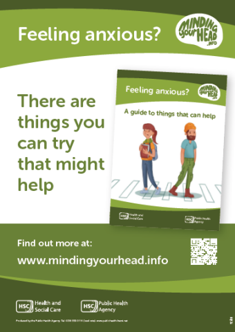 Feeling anxious poster with QR code and link to Minding your head website