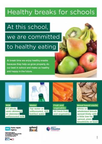 Healthy breaks for schools poster (English and Irish translation)