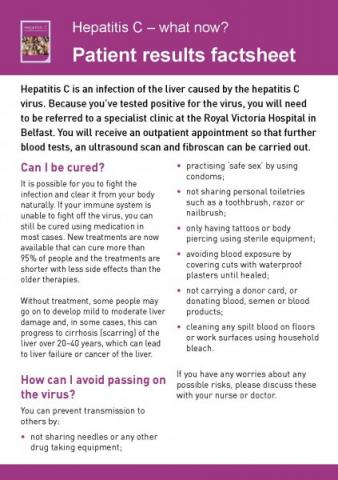 Hepatitis C - what now? Patient results factsheet (English and 6 translations)