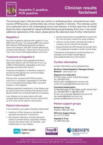 Hepatitis C positive, PCR positive: Clinician results factsheet