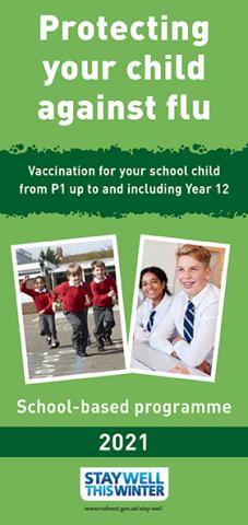 Cover of school children's flu leaflet