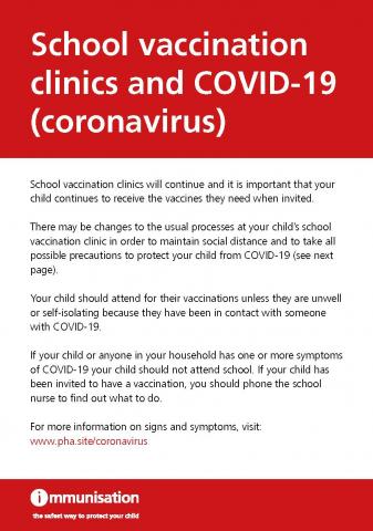 School vaccination clinics flyer image