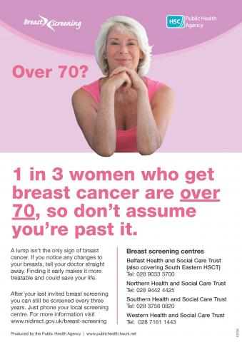 Image of poster promoting breast screening for the over 70s