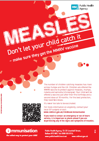 Image of MMRV poster featuring QR code for further info