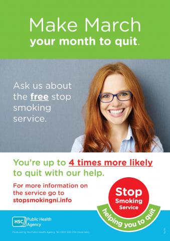 Poster encouraging smokers to quit in March