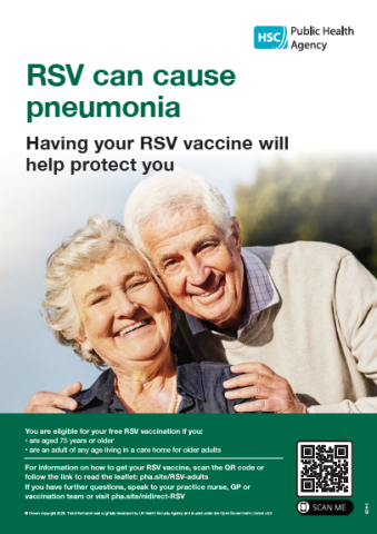 RSV vaccination poster image showing a smiling older couple