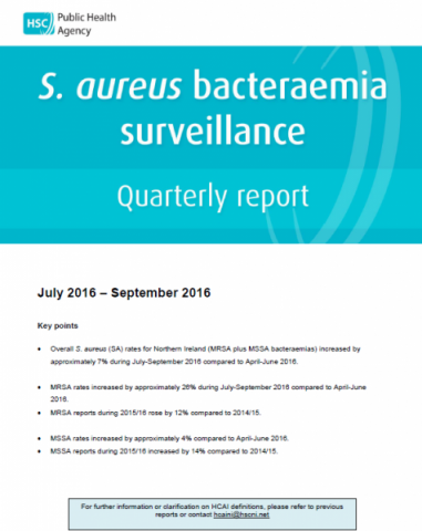 S. aureus surveillance quarterly report: July-September 2016