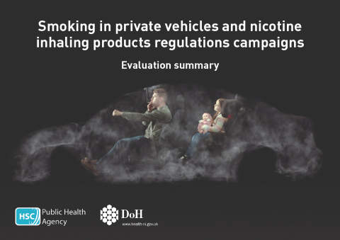 Cover of report with title and outline of car filled with smoke parent driving and smoking child in back seat