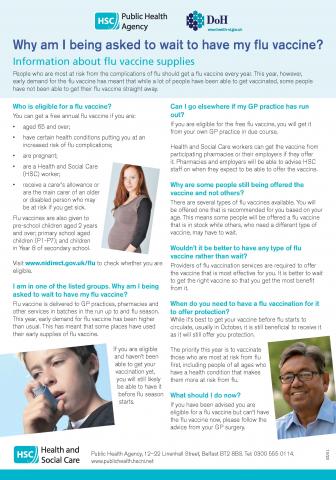 Flu vaccine supplies flyer