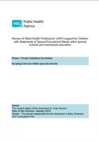 Project Initiation Document Phase One: Scoping Exercise within special schools Project Initiation Document Phase One: Scoping Exercise within special schools
