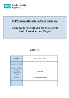 AHP Services Data Definitions Guidance June 2015