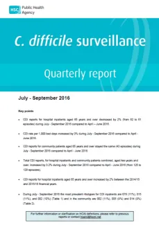C. difficle surveillance quarterly report: July-September 2016