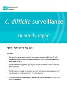 C.difficle surveillance report 1 April 2013 to 30 June 2013